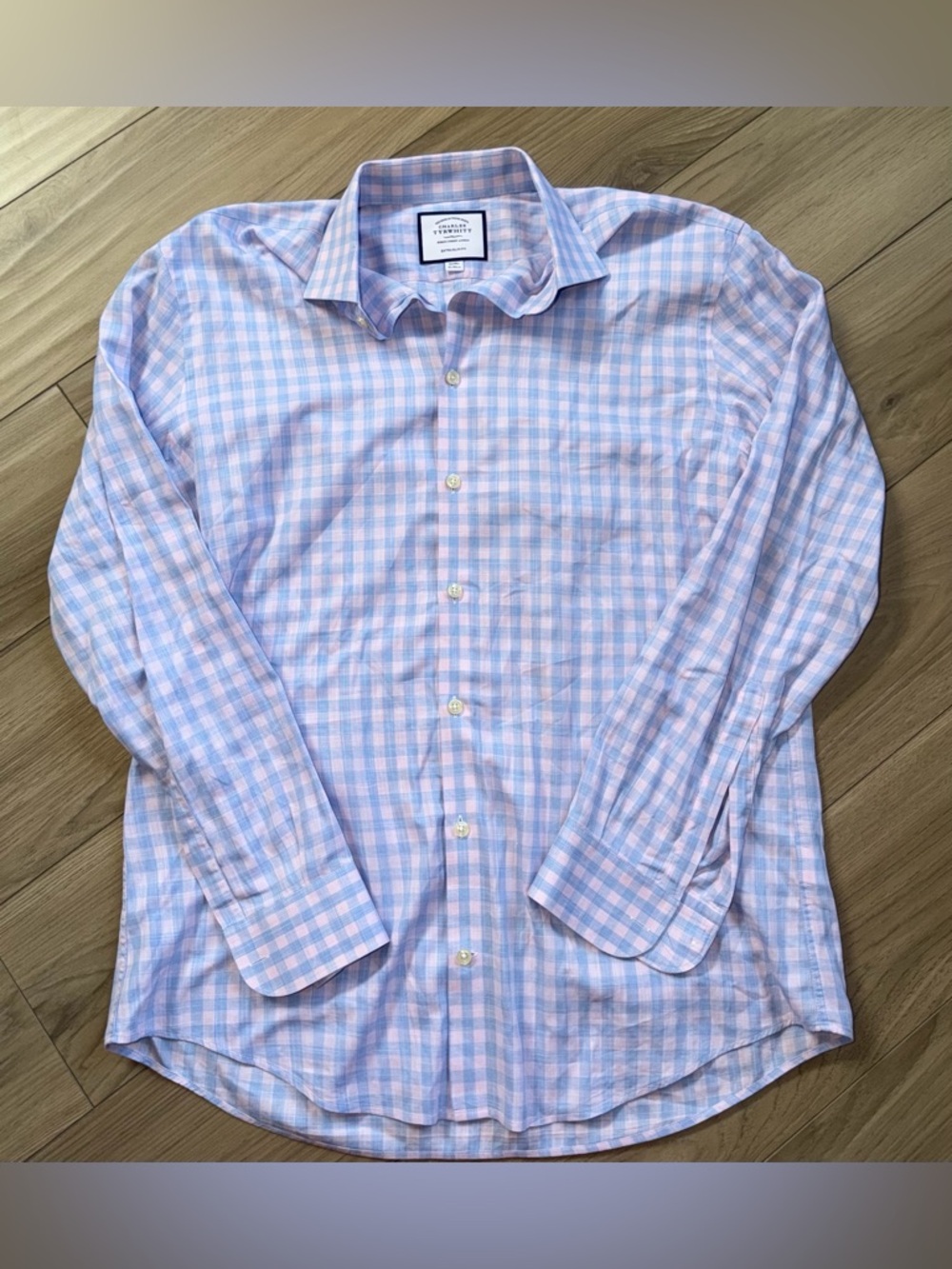 Charles Tyrwhitt Check Dress Shirt Blue & Pink Long Sleeve Extra Slim 16/31